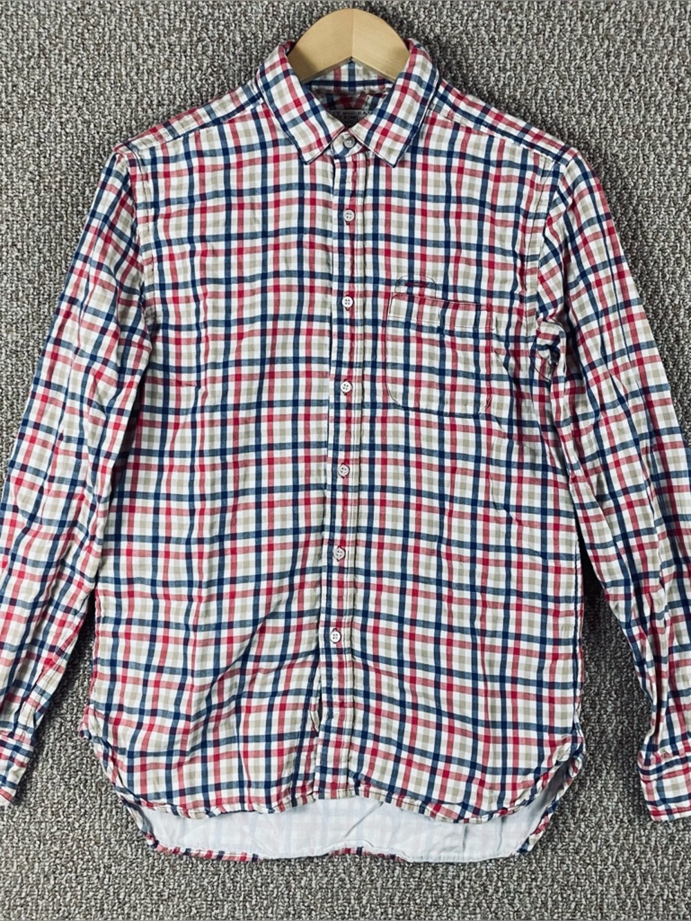 Shipley & Halmos Shirt Mens Medium Red Blue Plaid Button Up Cotton T675